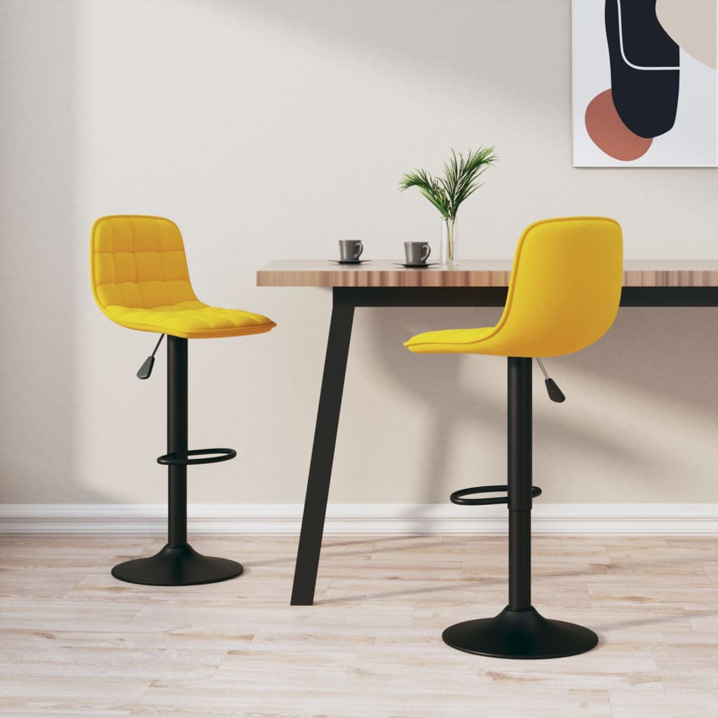 Bar Stools 2 Pieces Yellow Velvet - Charlotte Dunes