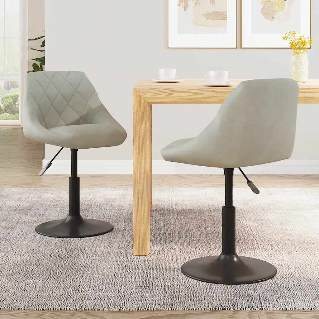 Swivel Dining Chairs 2 Pieces Light Grey Velvet - Charlotte Dunes