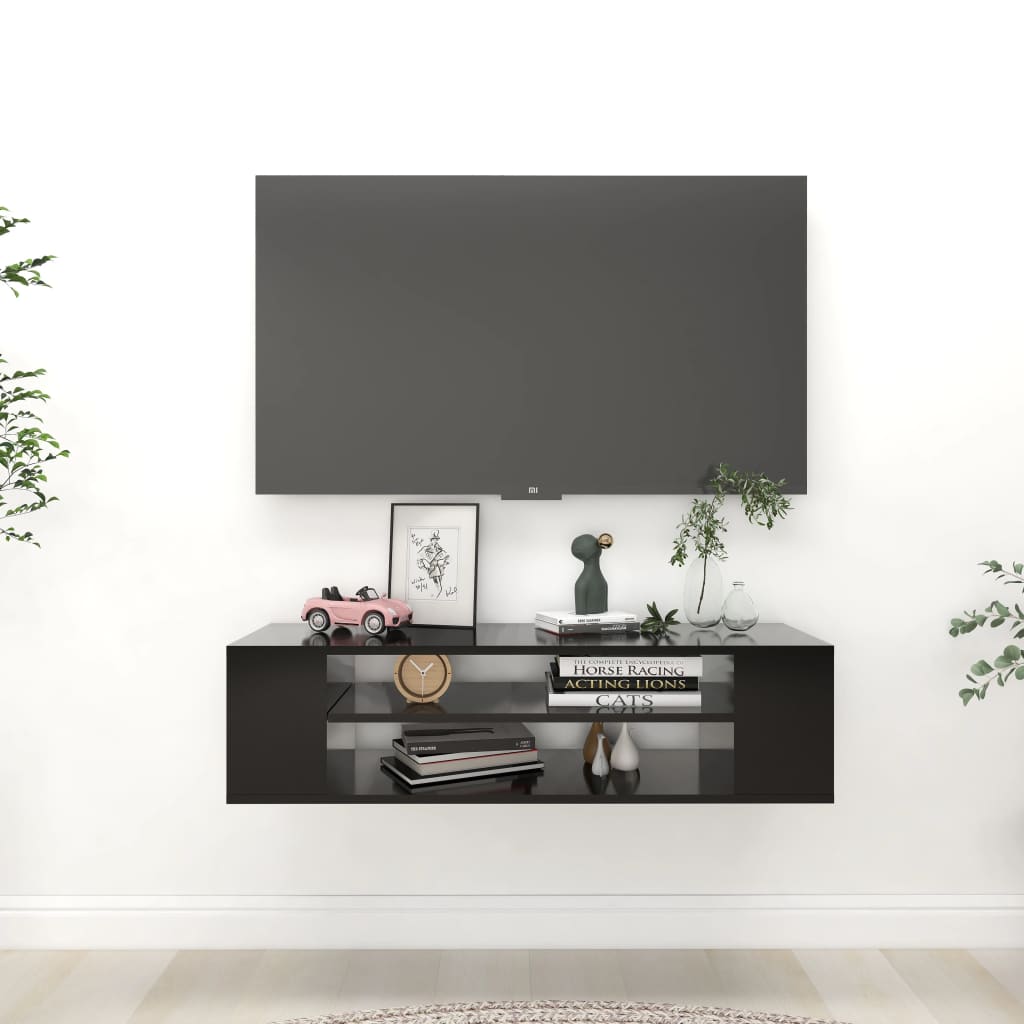 Hanging TV Cabinet Black 100x30x26.5 cm Engineered Wood - Merlin Deals