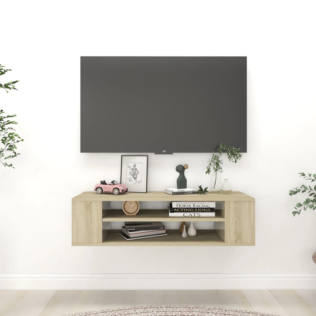 Hanging TV Cabinet Sonoma Oak 100x30x26.5 cm Engineered Wood - Sid & Sam