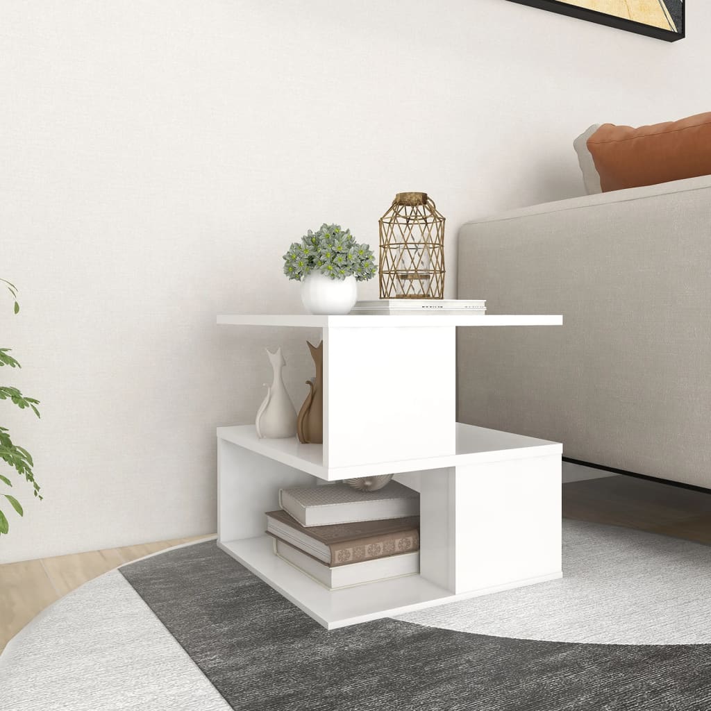 Side Table White 40x40x40 cm Engineered Wood - Brittle & Co