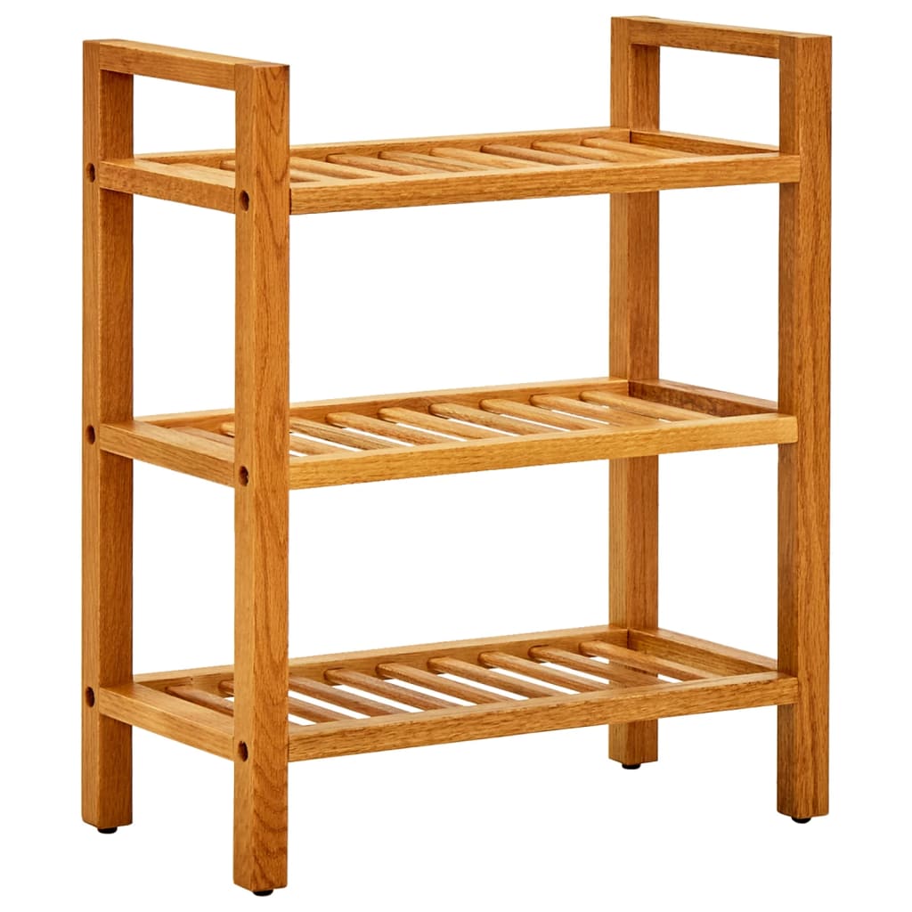 Shoe Rack with 3 Shelves 50x27x60 cm Solid Oak Wood - Discount Dealers