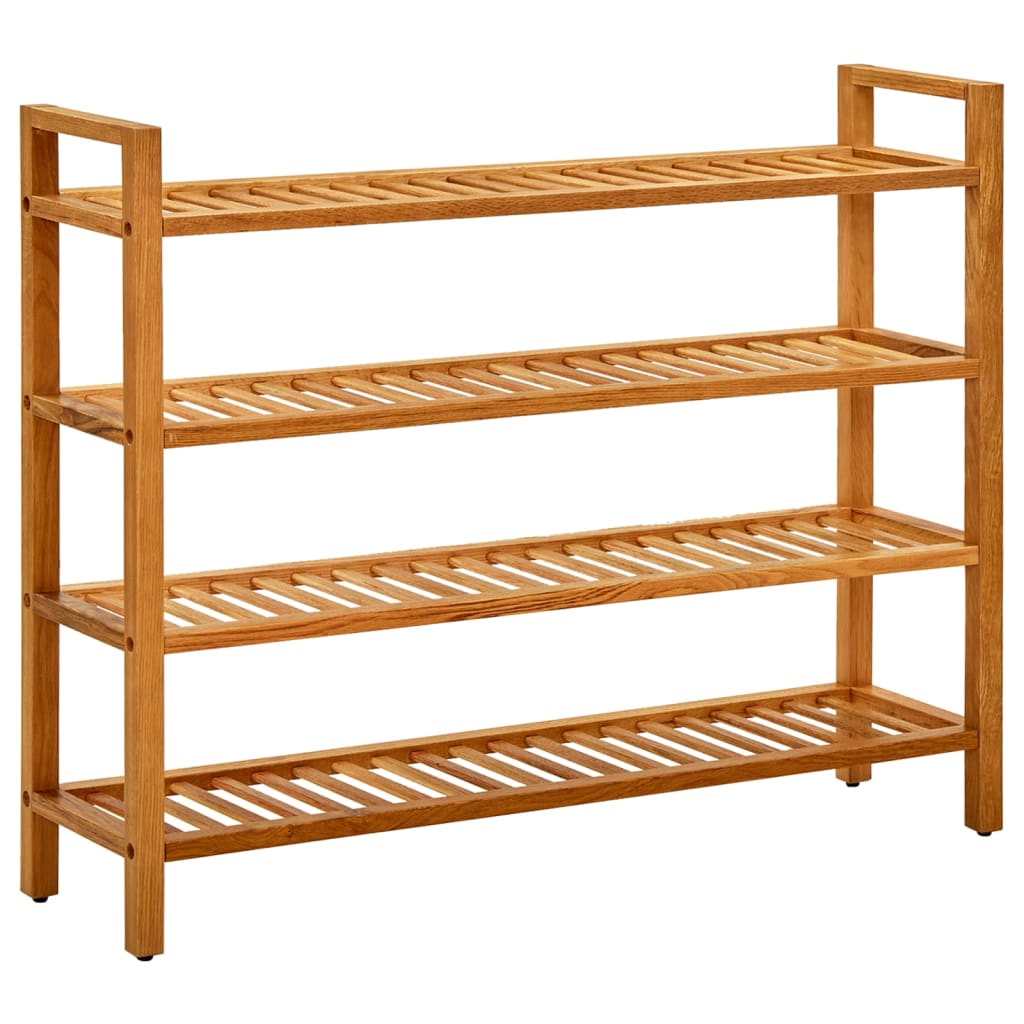 Shoe Rack with 4 Shelves 100x27x80 cm Solid Oak Wood - R and M Furniture
