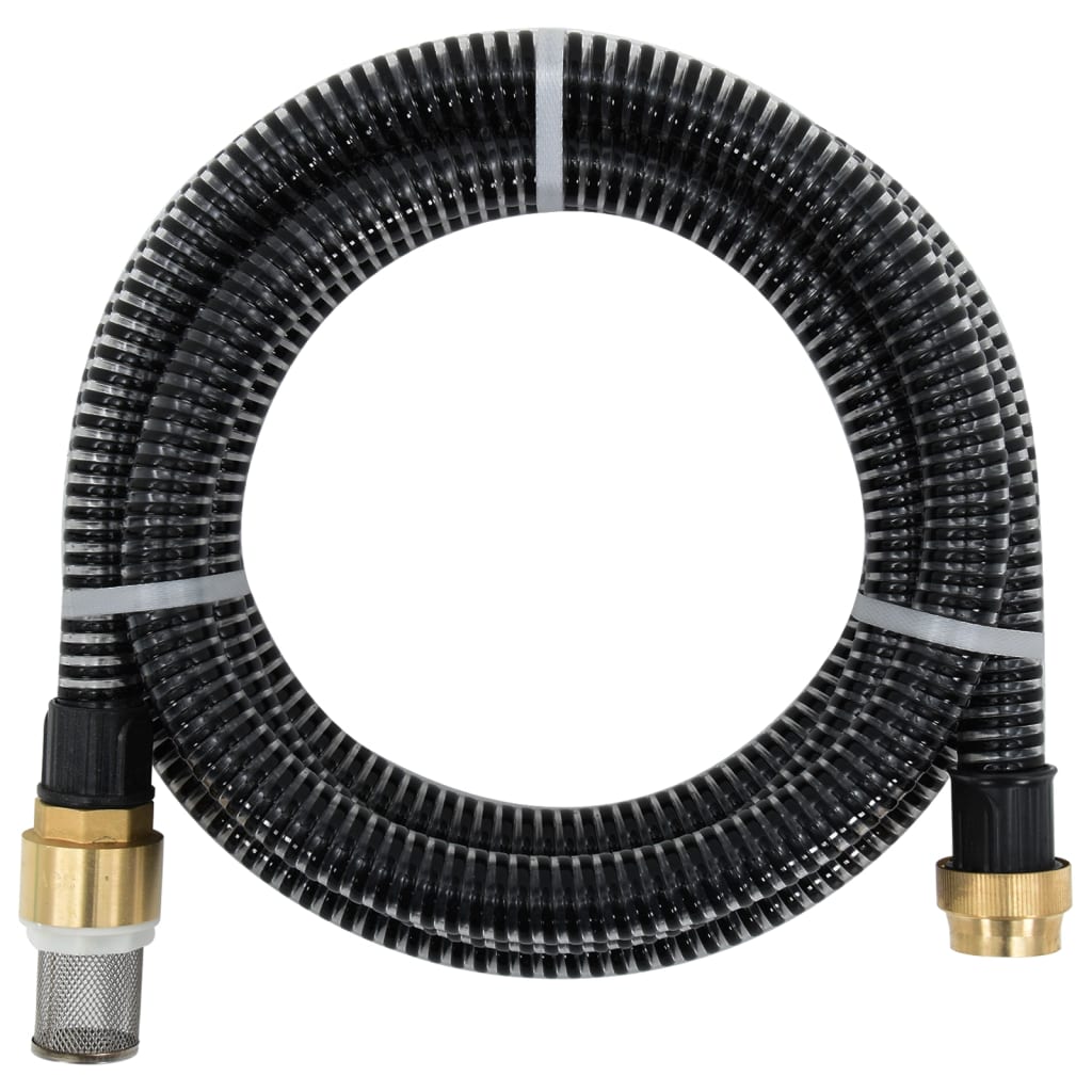 Suction Hose with Brass Connectors Black 1.1" 5 m PVC - R and M Furniture