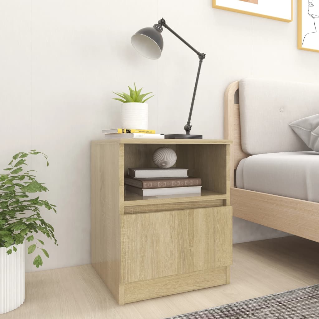 Bedside Table - MANNING Nightstand Sonoma Oak 40cm - Brittle & Co