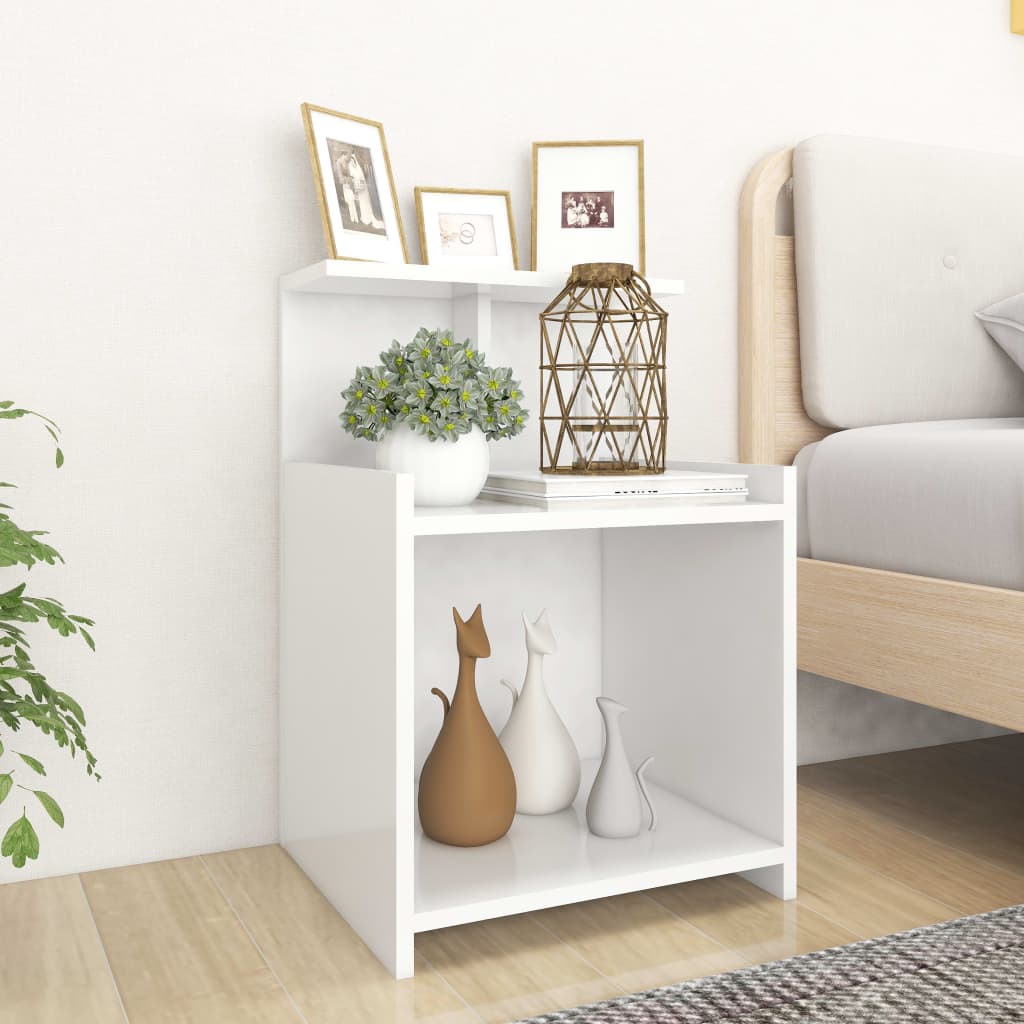 Bed Cabinet White 40x35x60 cm Engineered Wood - Charlotte Dunes