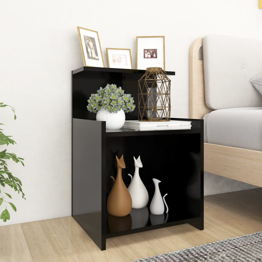 Bedside Table - NORTON Nightstand Black 40cm - Brittle & Co