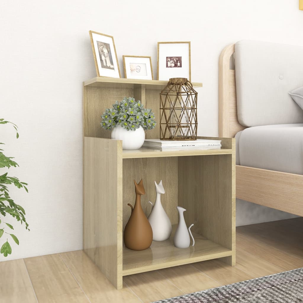 Bedside Table - NORTON 2 Piece Nightstand Sonoma Oak 40cm - Decor Base
