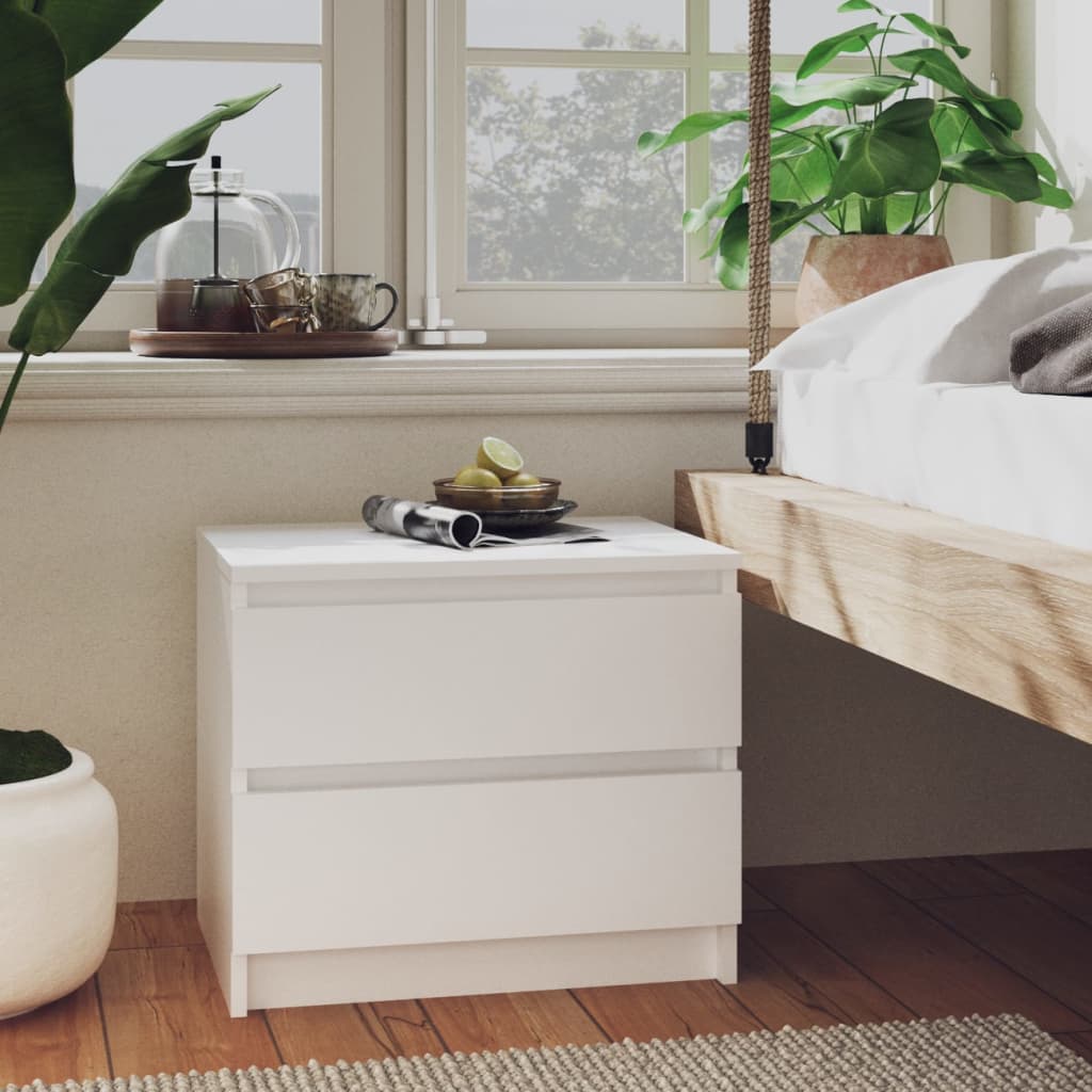 Bedside Table - BOLTON Nightstand White 50cm - Style and Chic