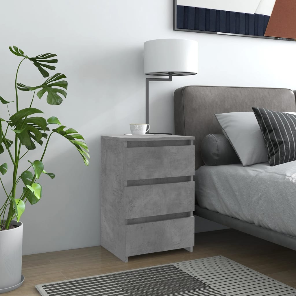 Bedside Table - NAPOLI Nightstand Concrete Grey 40cm - The Home Maker