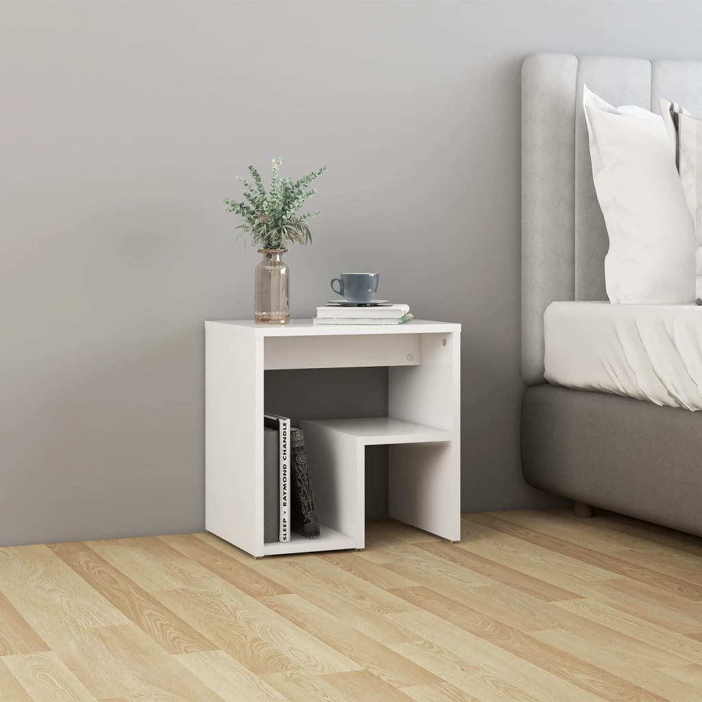 Bedside Table - DAWSON Nightstand White 40cm - Merlin Deals