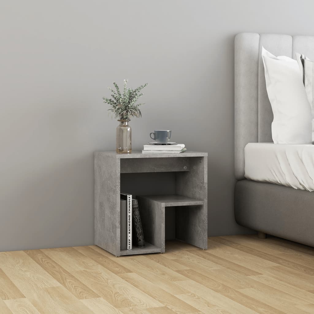 Bedside Table - DAWSON Nightstand Concrete Grey 40cm - Decor Base