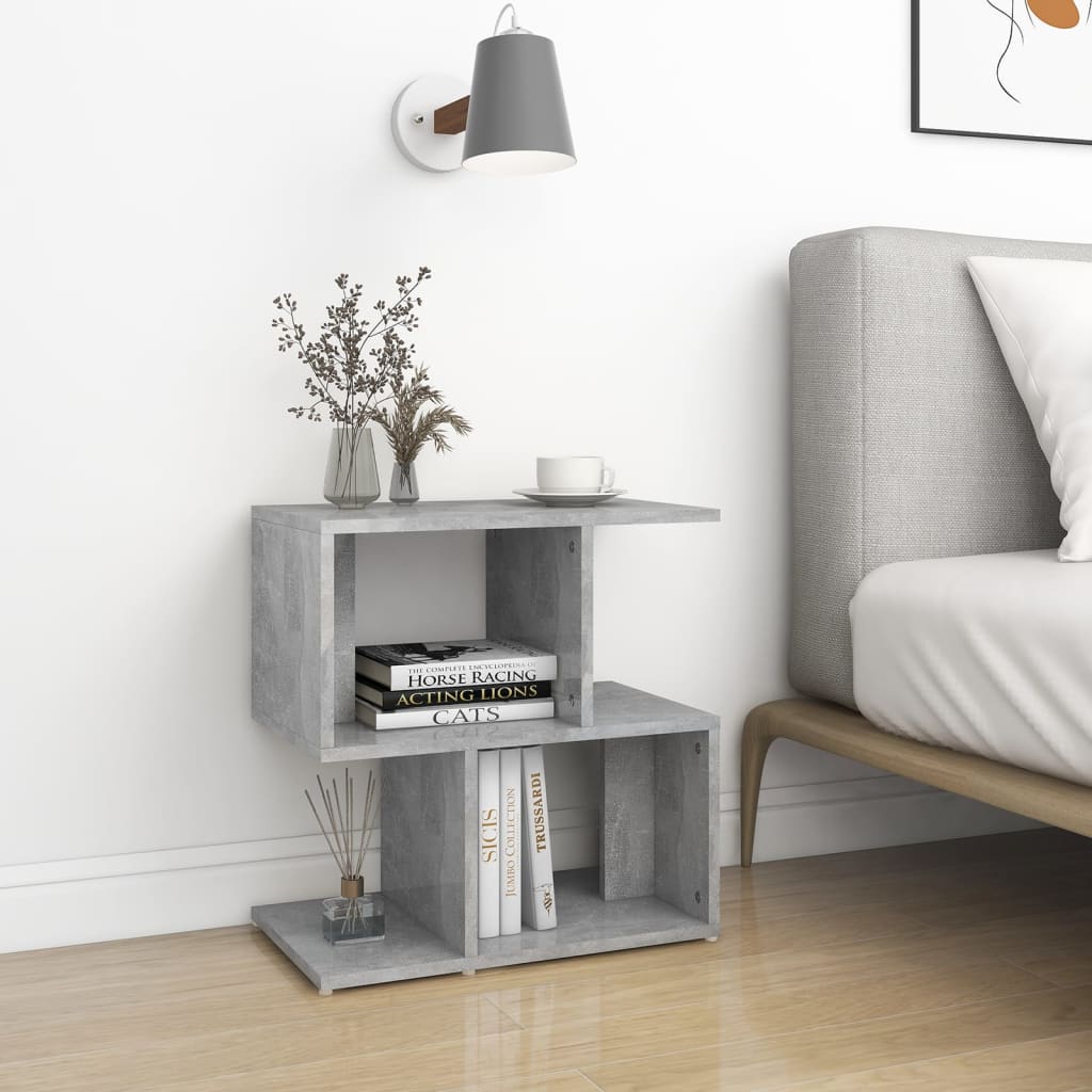 Bedside Table - CLEVELAND 2 Piece Nightstand Concrete Grey 50cm - Design Hut