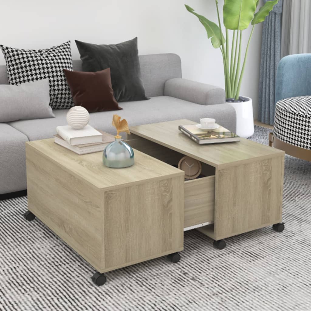 Coffee Table Sonoma Oak 75x75x38 cm Engineered Wood - Brittle & Co