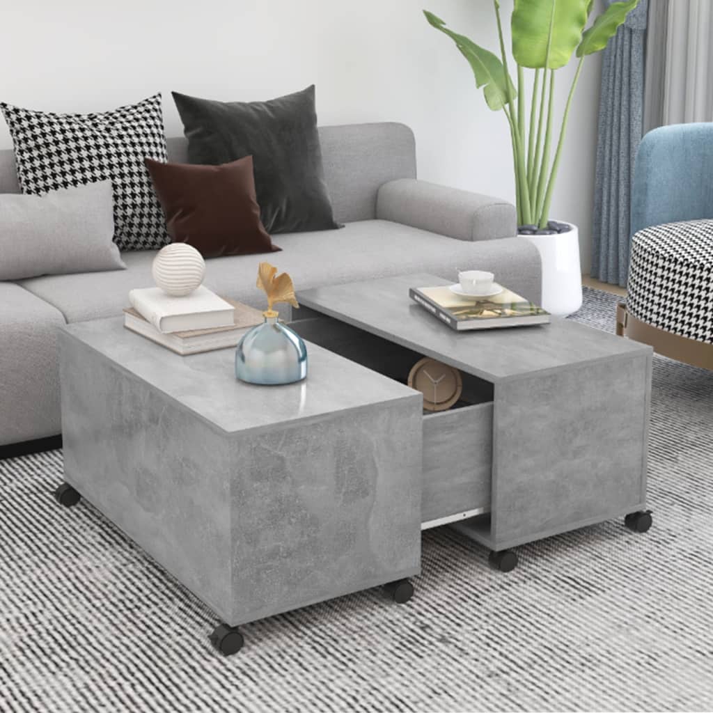 Coffee Table Concrete Grey 75x75x38 cm Engineered Wood - Merkel Designers