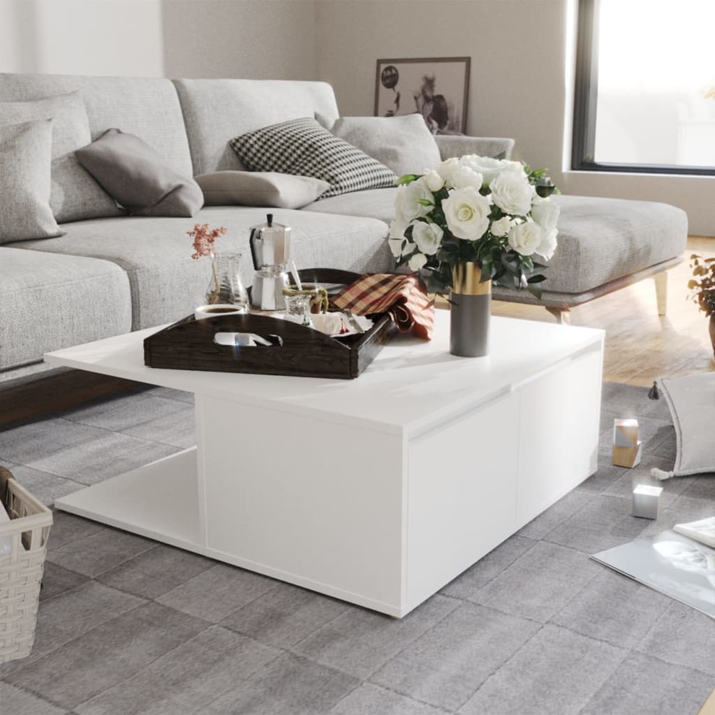 Coffee Table White 80x80x31 cm Engineered Wood - All Things Good