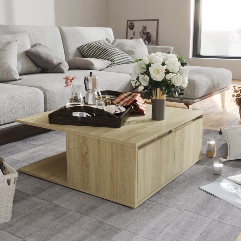 Coffee Table Sonoma Oak 80x80x31 cm Engineered Wood - The Home Maker