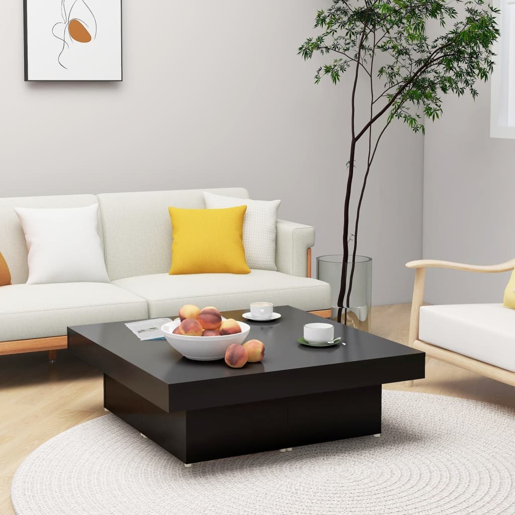 Coffee Table Black 90x90x28 cm Engineered Wood - Style and Chic