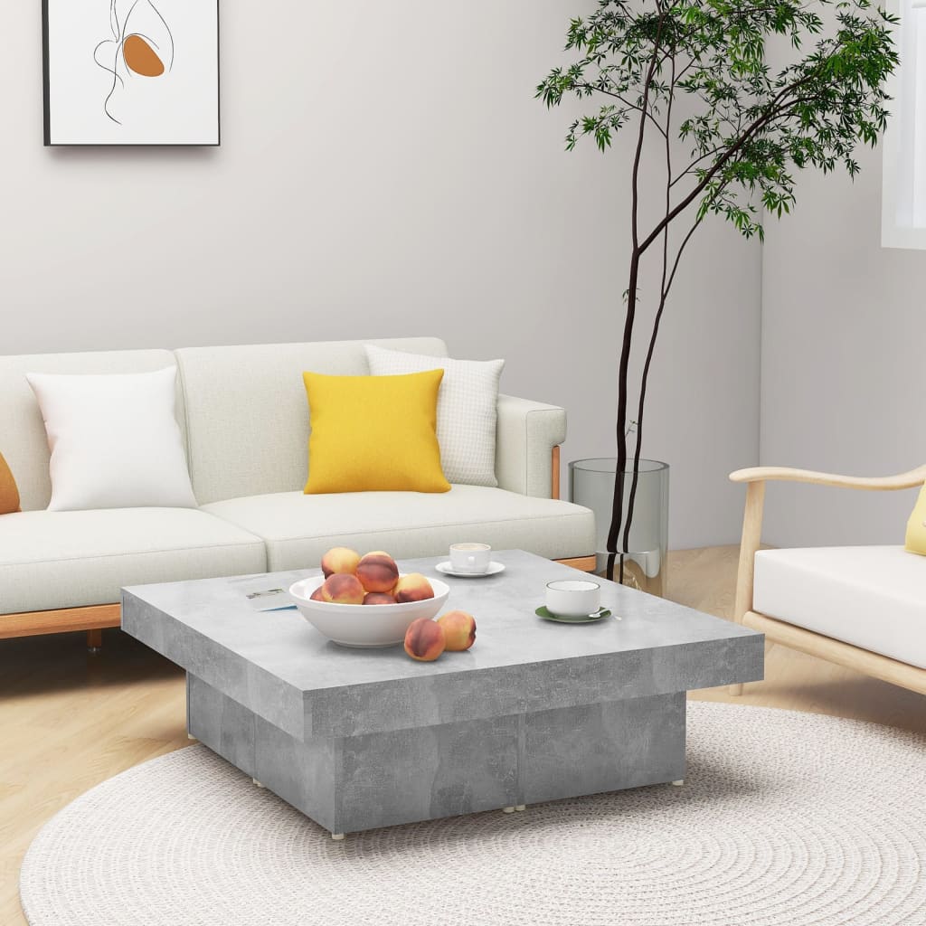 Coffee Table Concrete Grey 90x90x28 cm Engineered Wood - Brittle & Co