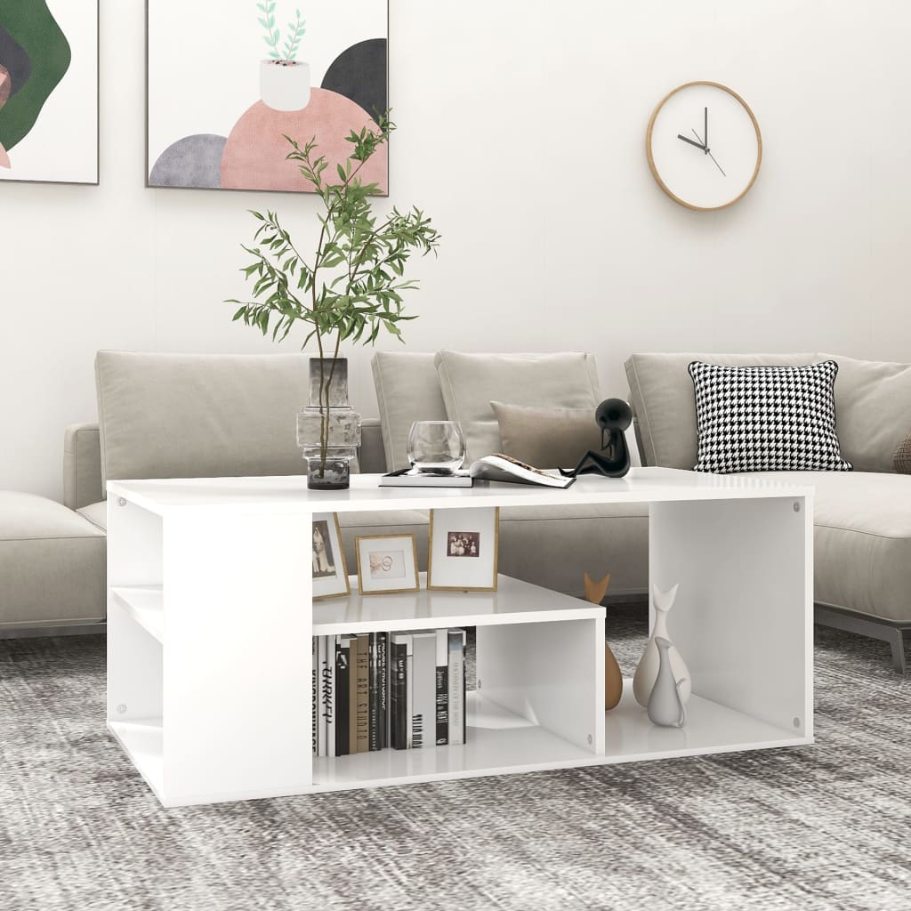 Coffee Table White 100x50x40 cm Engineered Wood - Brittle & Co