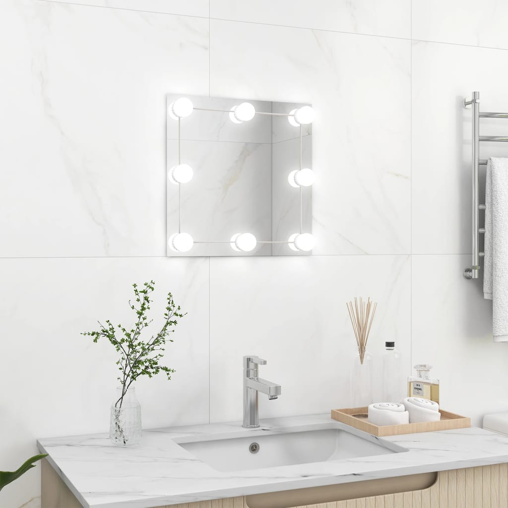 Wall Mirror with LED Lights Square Glass - Millennium Furniture