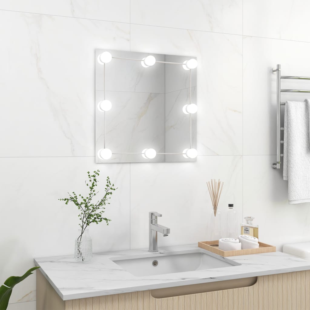 Wall Mirror with LED Lights Square Glass - Design Hut