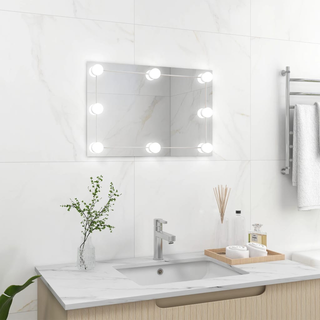 Wall Mirror with LED Lights Rectangular Glass - Millennium Furniture