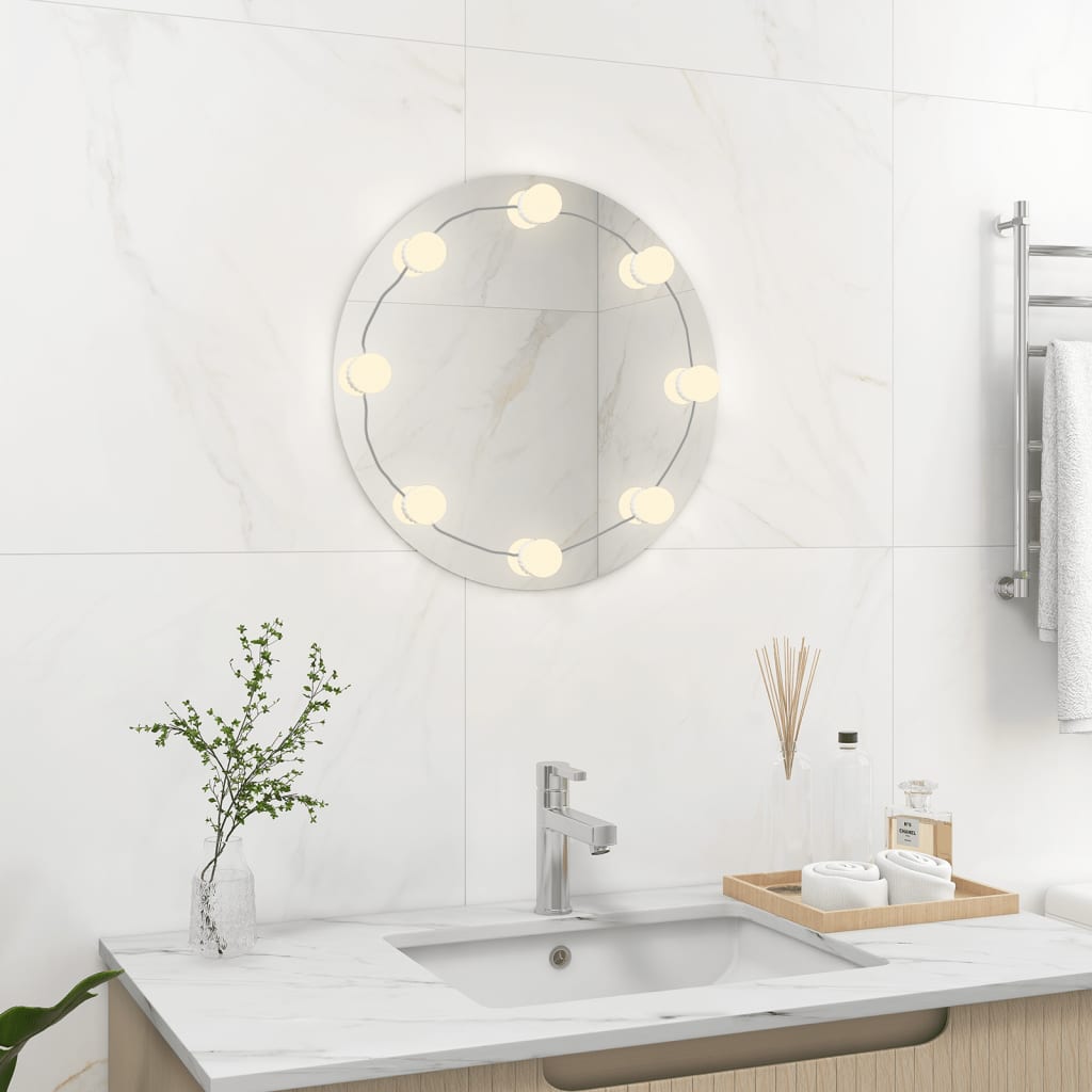Wall Mirror with LED Lights Round Glass - Direct Imports