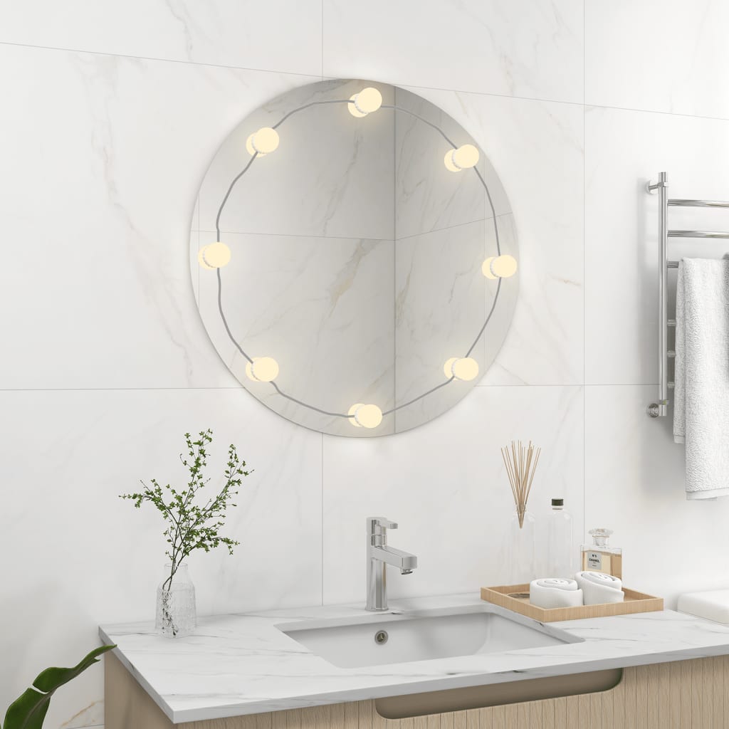 Wall Mirror with LED Lights Round Glass - Direct Imports