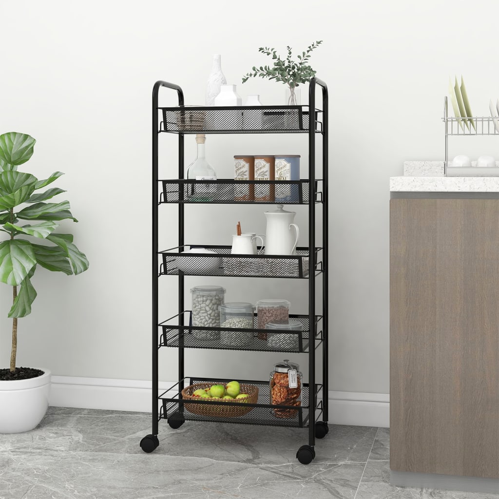5-Tier Kitchen Trolley Black 46x26x105 cm Iron - Direct Imports