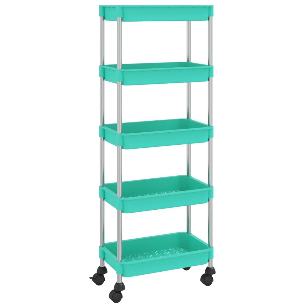 5-Tier Kitchen Trolley Turquoise 40x22x116 cm Iron and ABS - Merkel Designers