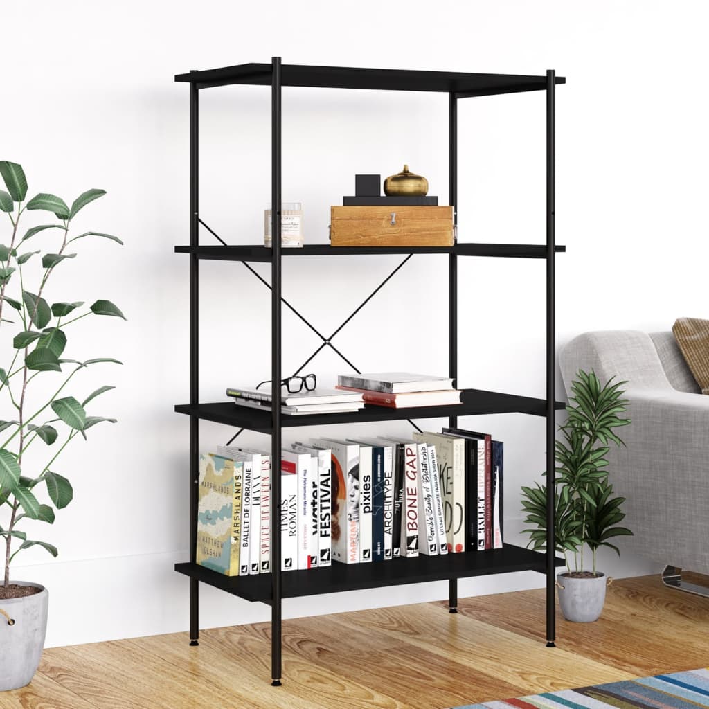 4-Tier Shelving Unit Black 80x40x130 cm - Discount Dealers