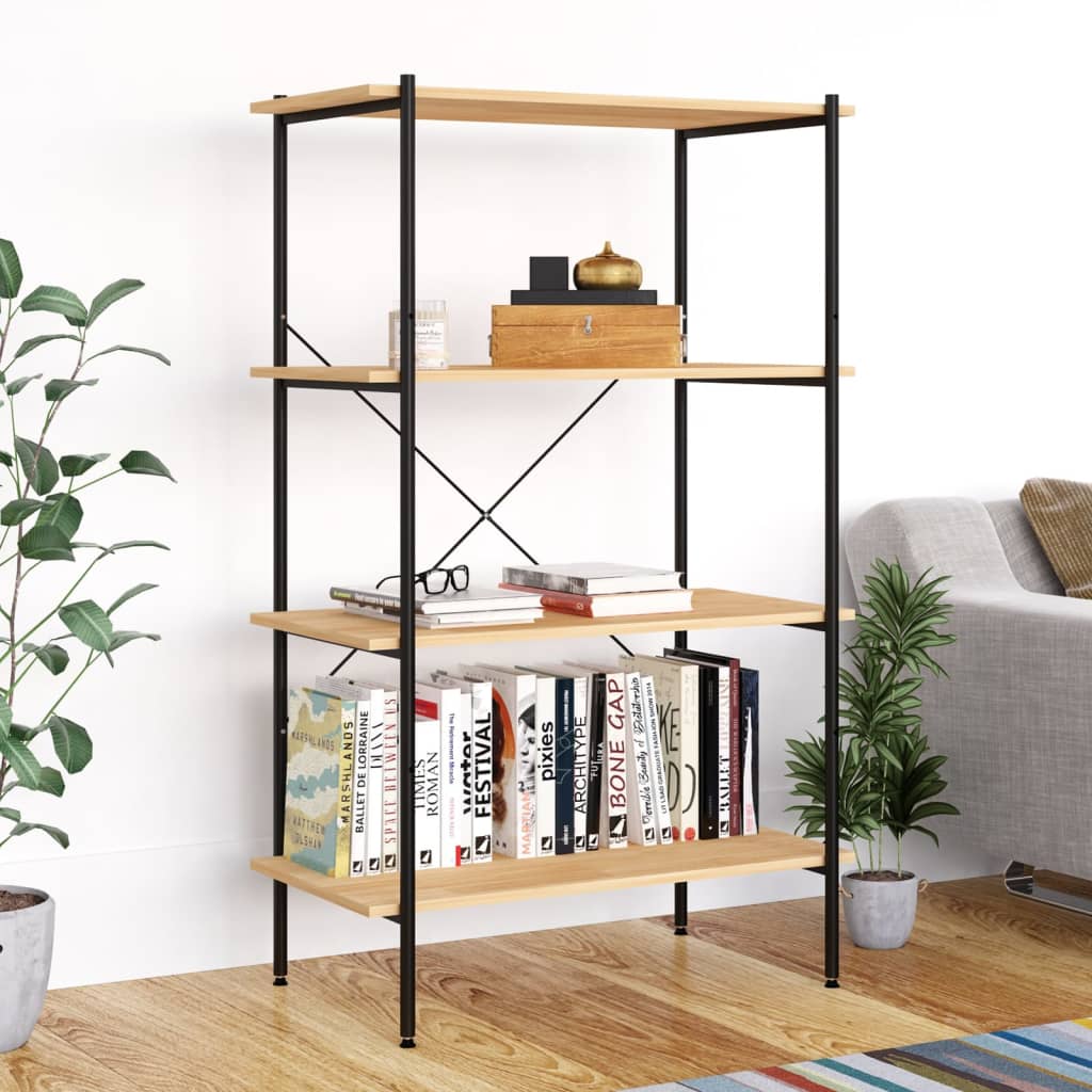 4-Tier Shelving Unit Black and Oak 80x40x130 cm - The Home Maker