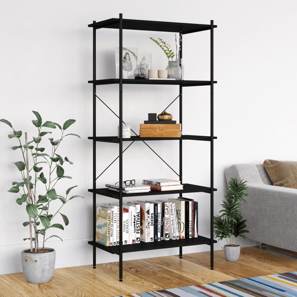 5-Tier Shelving Unit Black 80x40x163 cm - Merkel Designers