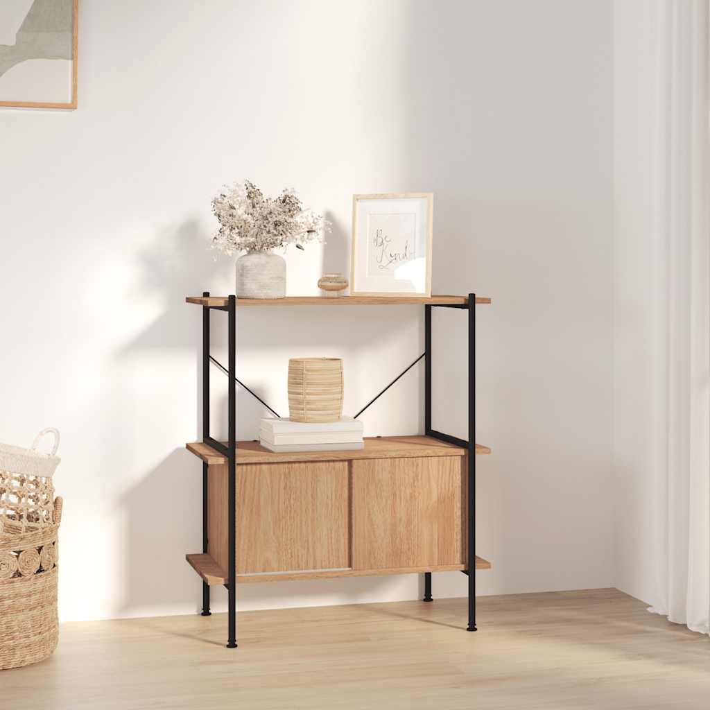 3-Tier Shelving Unit with Cabinet 80x40x92 cm Steel and Engineered Wood - Charlotte Dunes