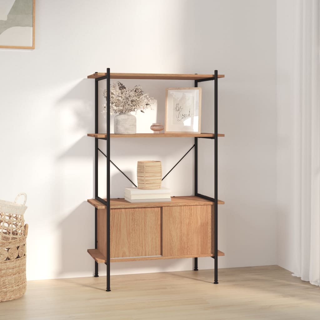 4-Tier Shelving Unit with Cabinet 80x40x130 cm Steel and Engineered Wood - Merlin Deals