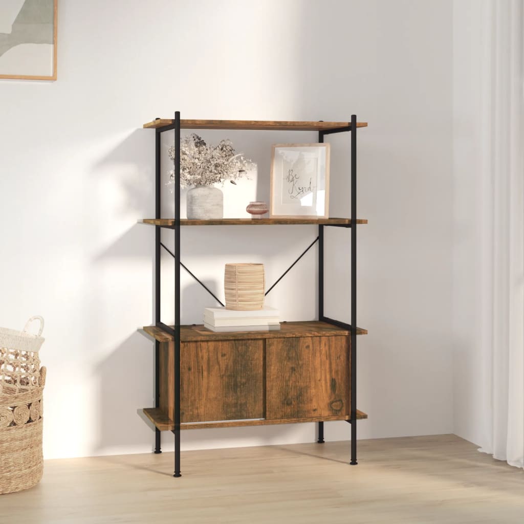 4-Tier Shelving Unit with Cabinet 80x40x130 cm Steel and Engineered Wood - Charlotte Dunes