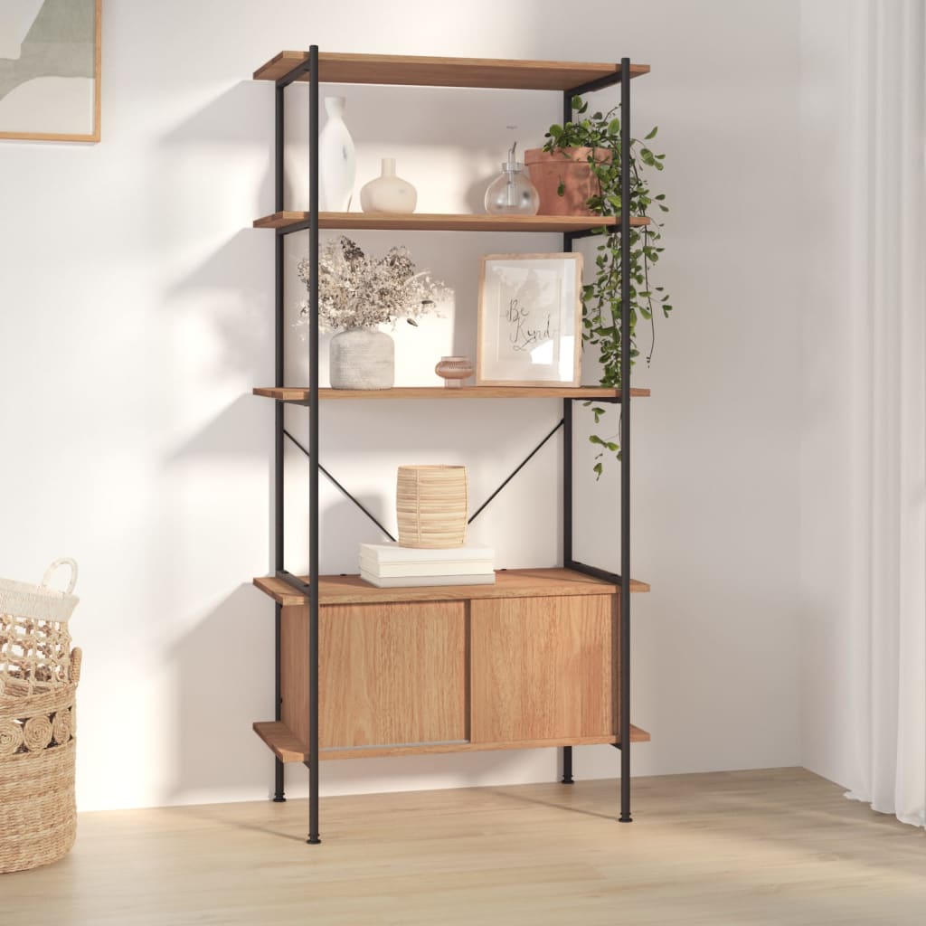 5-Tier Shelving Unit with Cabinet 80x40x163 cm Steel and Engineered Wood - Style and Chic