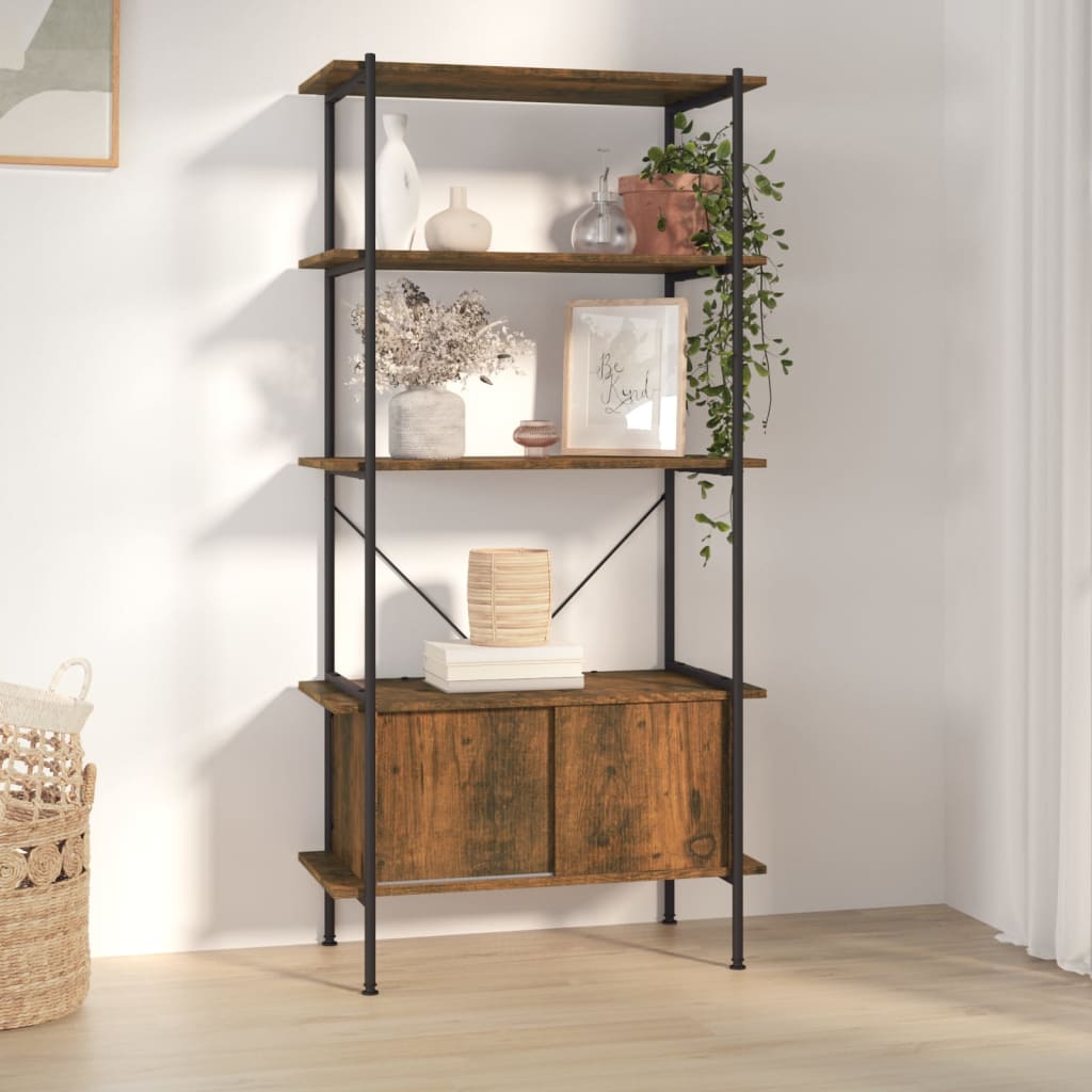5-Tier Shelving Unit with Cabinet 80x40x163 cm Steel and Engineered Wood - Millennium Furniture