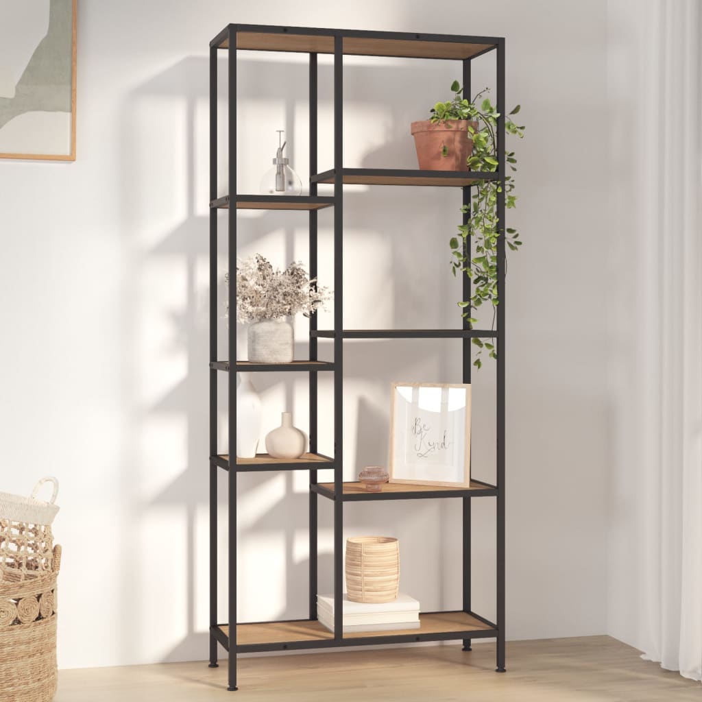 Book Shelf 80x30x180 cm Steel and Engineered Wood - Brittle & Co