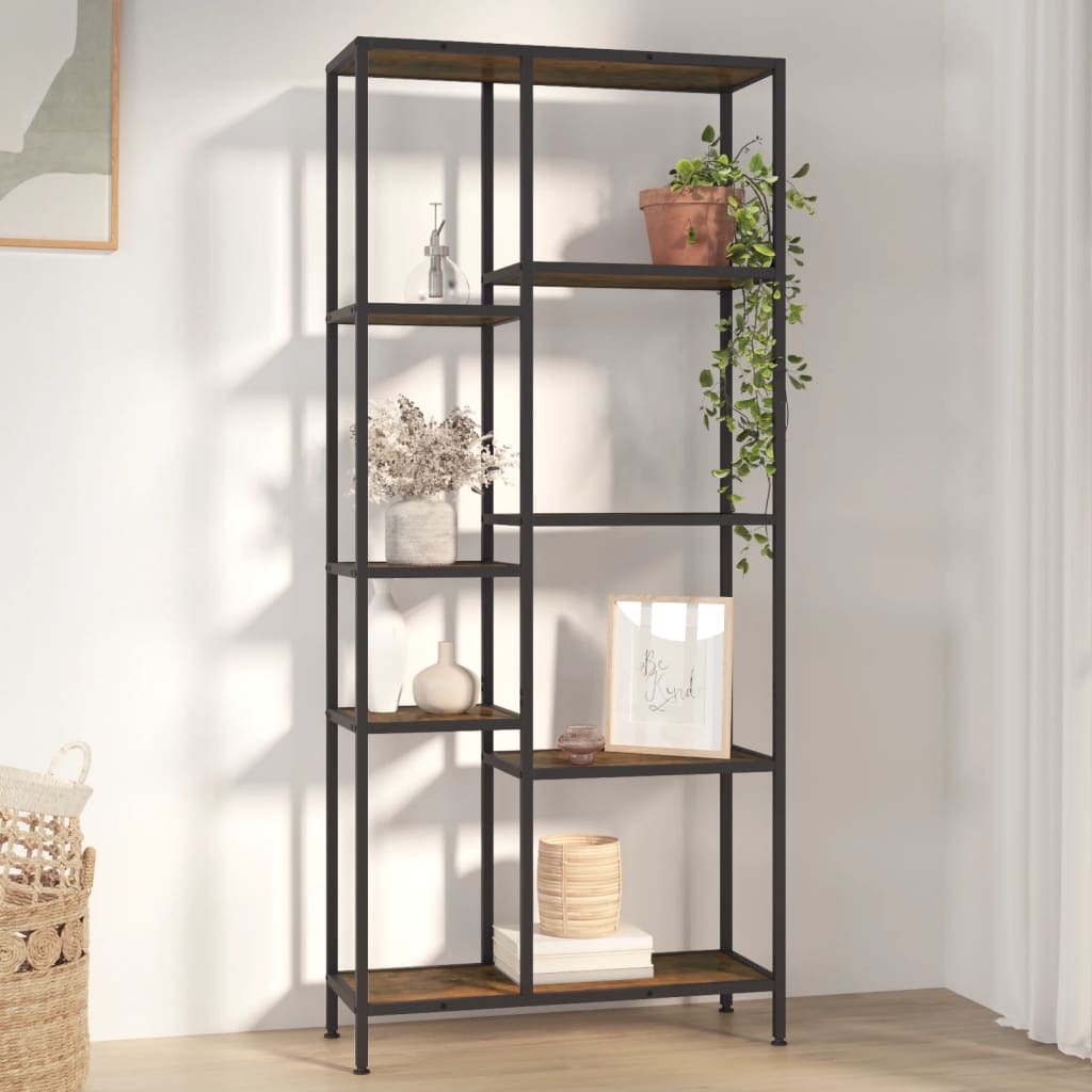Book Shelf 80x30x180 cm Steel and Engineered Wood - Casper Homes