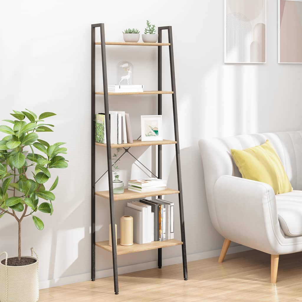 5-Tier Standing Shelf Light Brown and Black 56x35x174 cm - Tyrell & Tyrell
