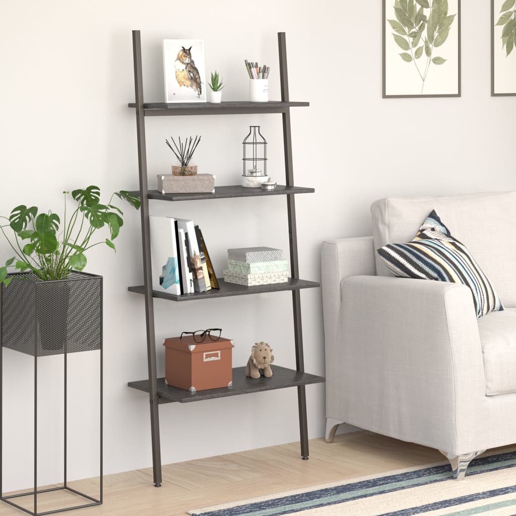 4-Tier Leaning Shelf Black 64x34x150.5 cm - Millennium Furniture