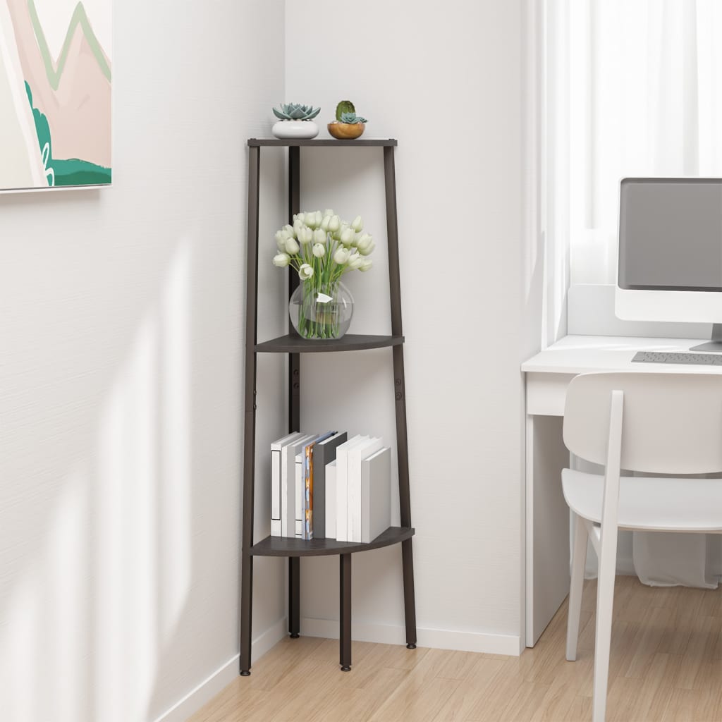 3-Tier Corner Shelf Black 45.5x31.5x120 cm - Decor Base