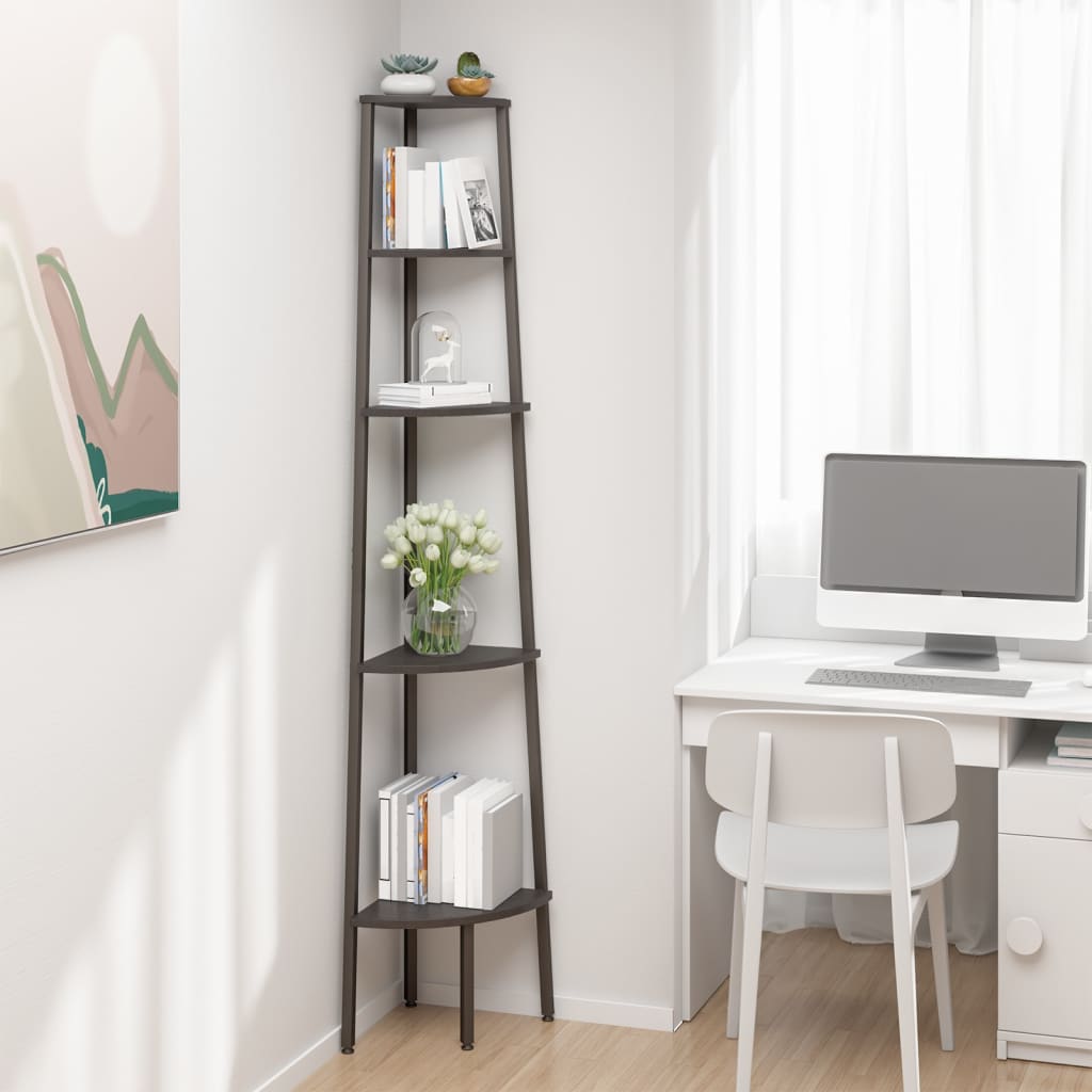 5-Tier Corner Shelf Black 45.5x31.5x180 cm - R and M Furniture