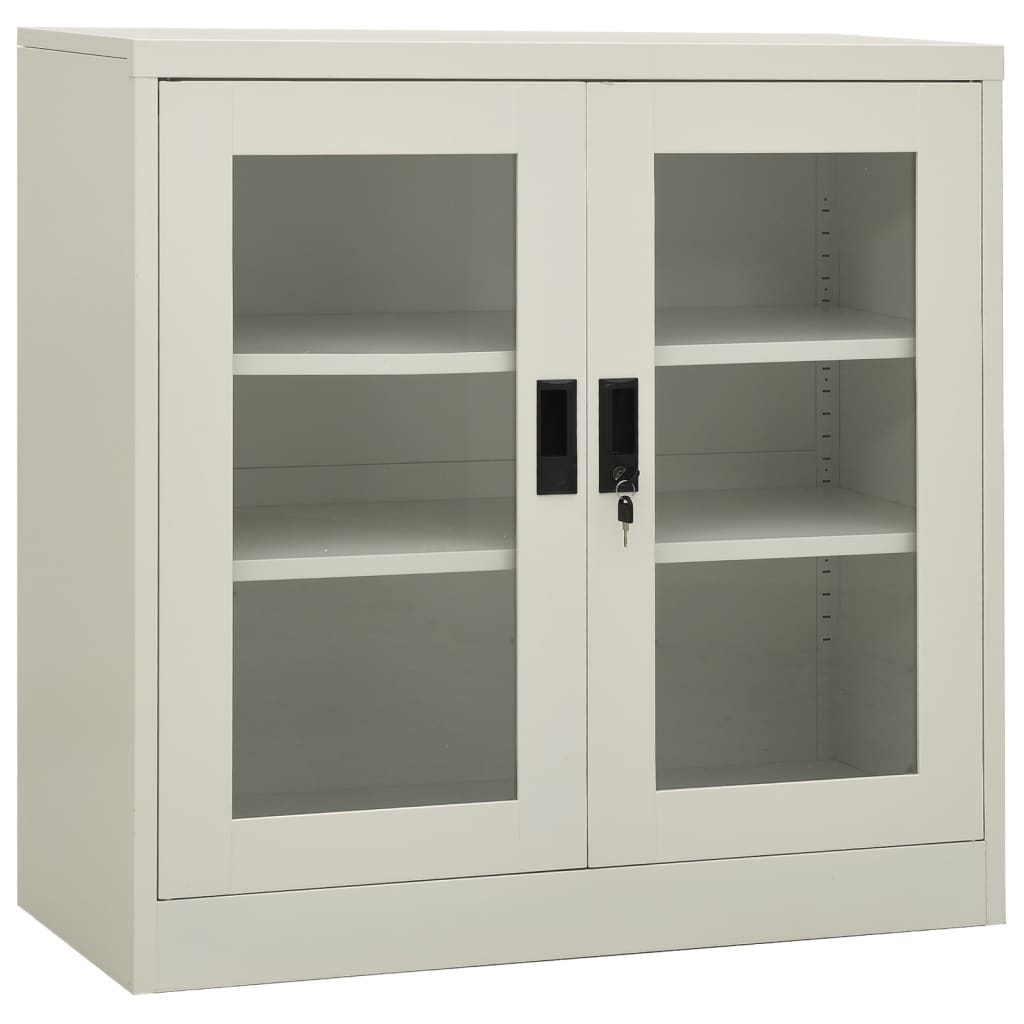 Office Cabinet Light Grey 90x40x90 cm Steel - Decor Base