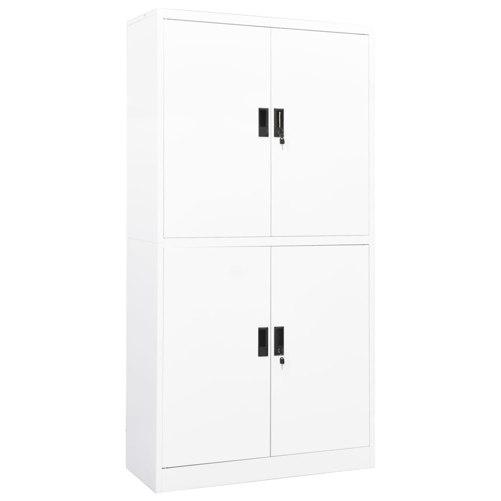 Office Cabinet White 90x40x180 cm Steel - R and M Furniture
