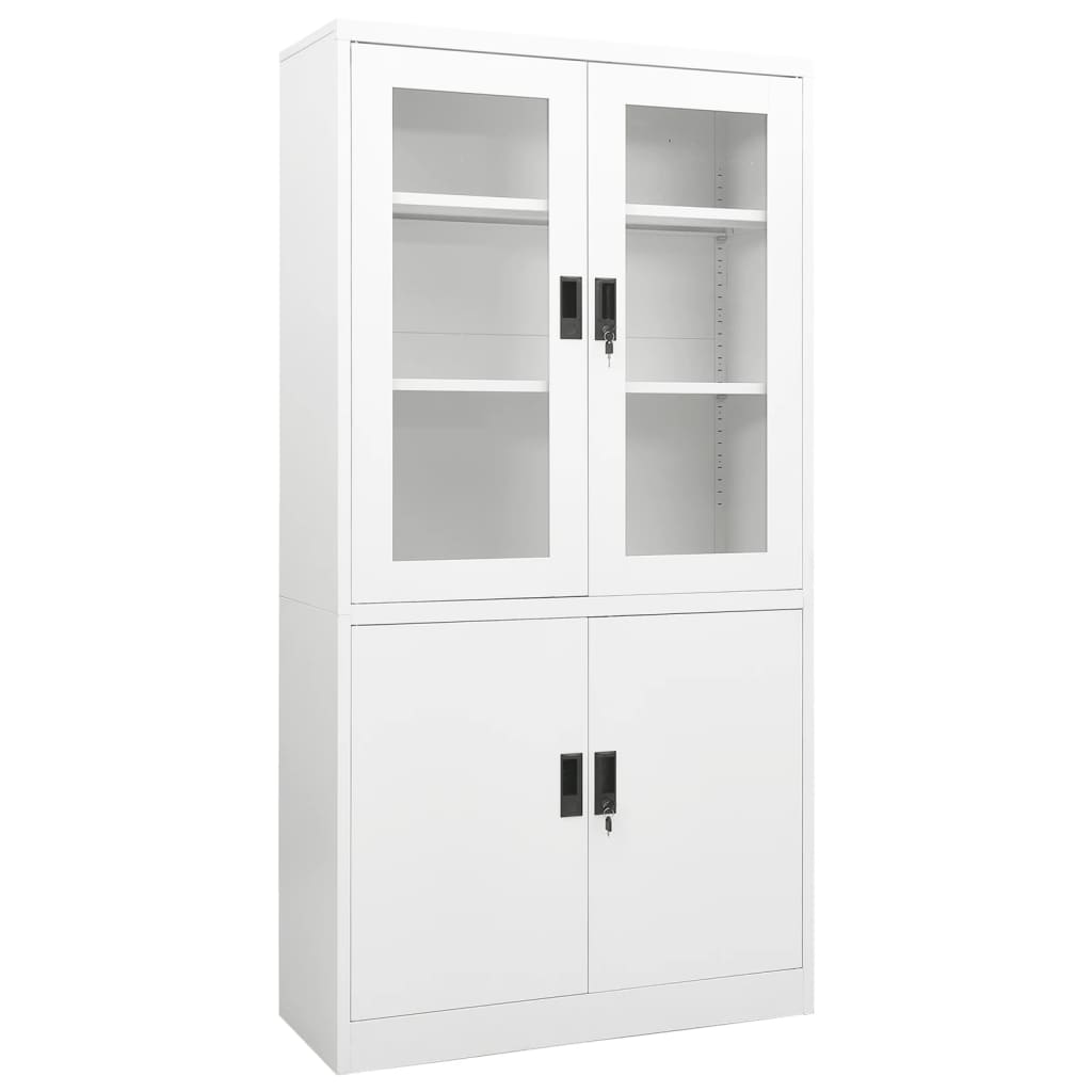 Office Cabinet White 90x40x180 cm Steel - The Home Maker