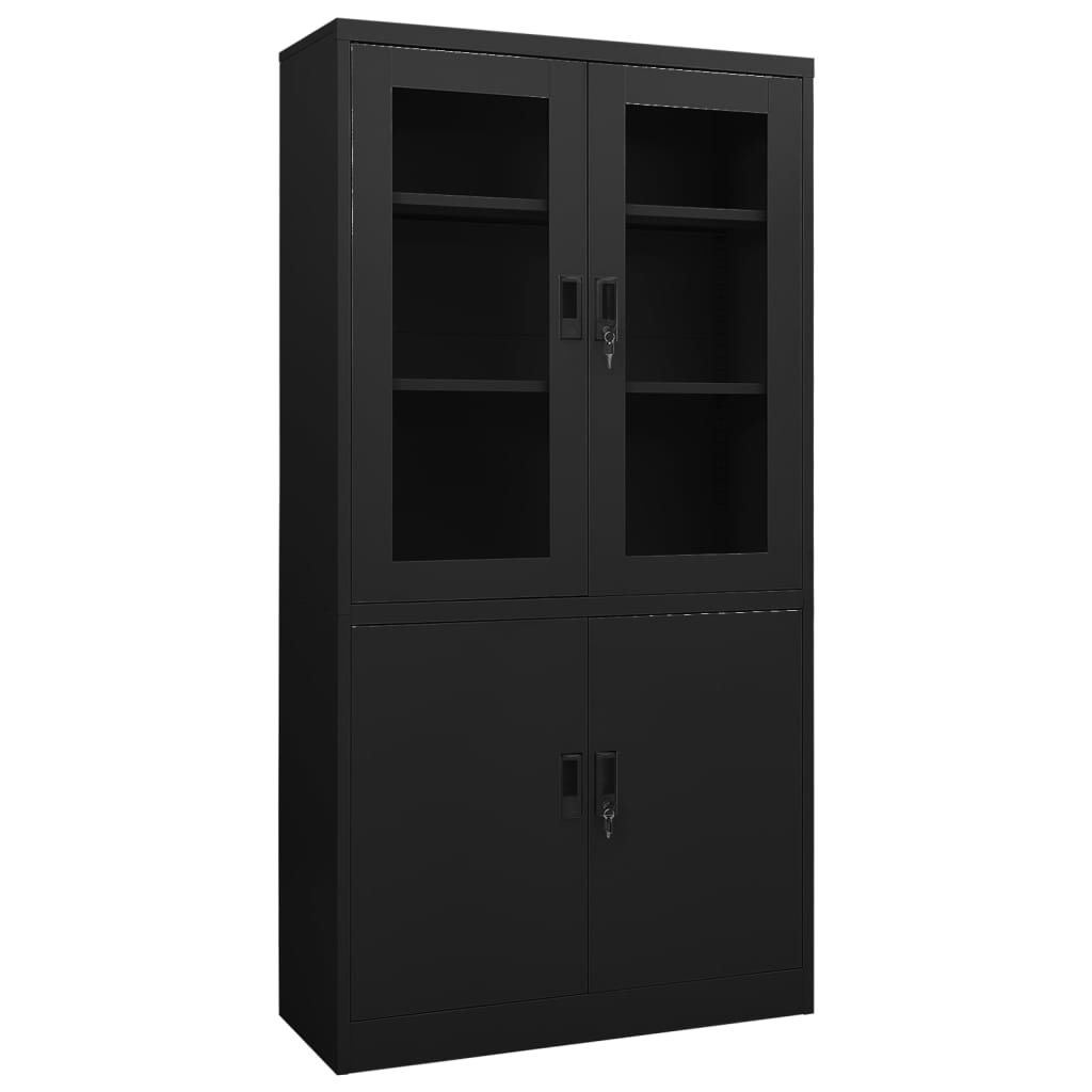 Office Cabinet Black 90x40x180 cm Steel - Casper Homes