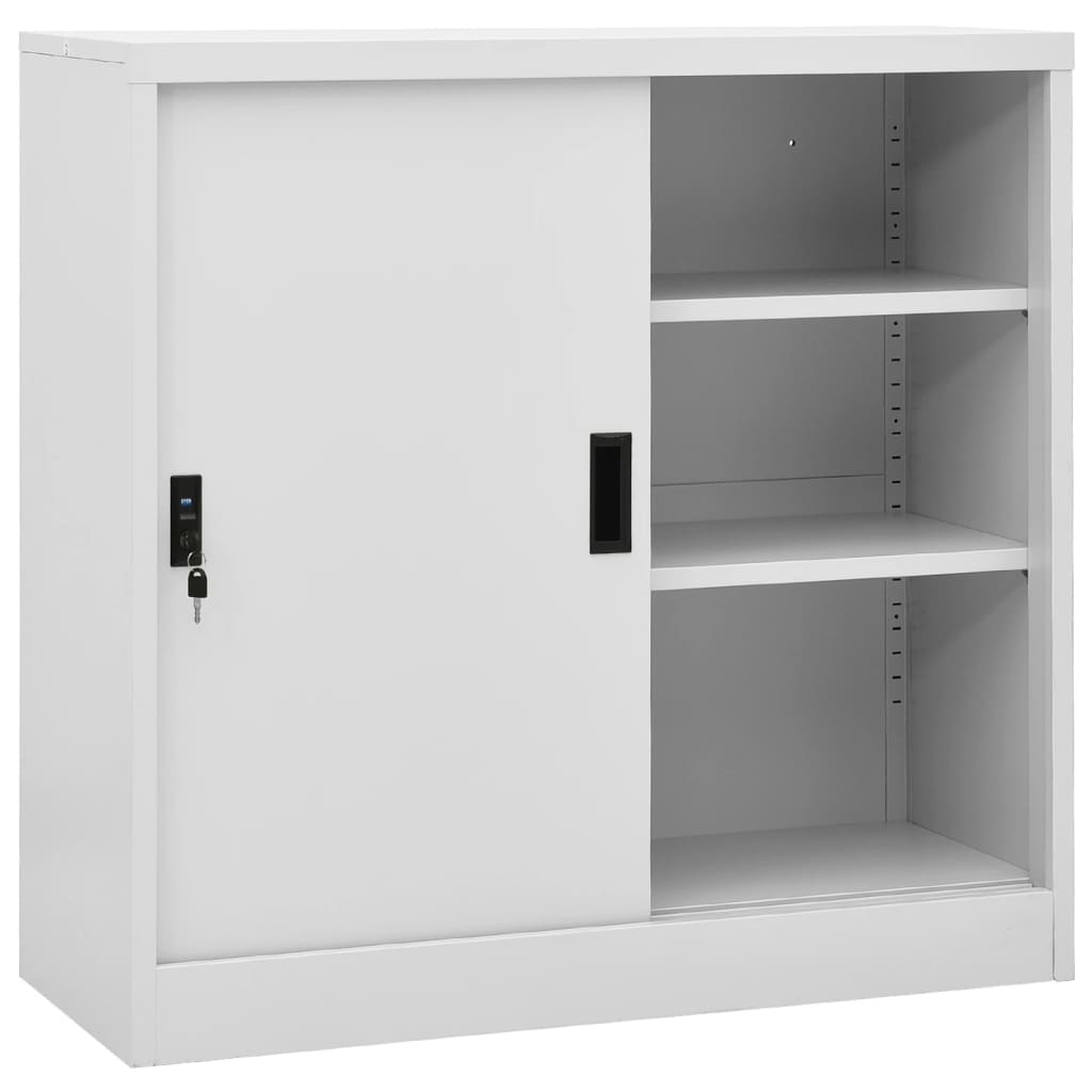 Office Cabinet with Sliding Door Light Grey 90x40x90 cm Steel - Merkel Designers